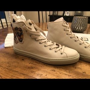 Gucci Leather High-Tops with Embroidered Tiger